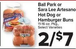 Foodtown supermarkets Ball Park or Sara Lee Artesano Hot Dog or Hamburger Buns offer
