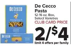Foodtown supermarkets De Cecco pasta offer