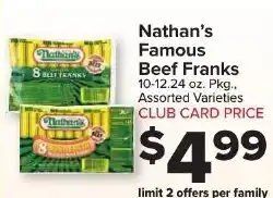 Foodtown supermarkets Nathan's Famous Beef Franks offer