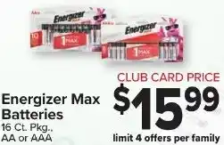 Foodtown supermarkets Energizer Max Batteries offer