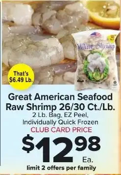 Foodtown supermarkets Great American Seafood Raw Shrimp offer