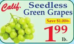 DeMoulas Market Basket Calif. seedless green grapes offer