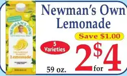 DeMoulas Market Basket Newman's Own Lemonade offer