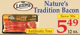 DeMoulas Market Basket Leidy's Nature's Tradition Bacon offer