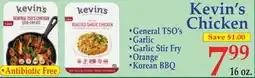 DeMoulas Market Basket Kevin's Chicken General TSO's, Garlic, Garlic Stir Fry, Orange, Korean BBQ offer