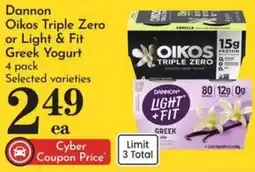 Food Pavilion Dannon Oikos Triple Zero or Light & Fit Greek Yogurt offer