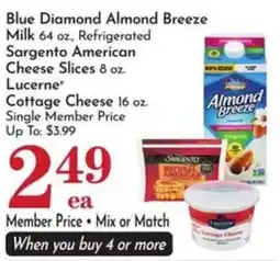 Food Pavilion Blue Diamond Almond Breeze, Sargento American Cheese Slices, Lucerne Cottage Cheese offer