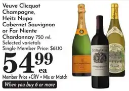 Food Pavilion Veuve Clicquot Champagne, Heitz Napa Cabernet Sauvignon or Far Niente Chardonnay offer