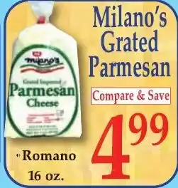 DeMoulas Market Basket Milano's Grated Parmesan Cheese offer