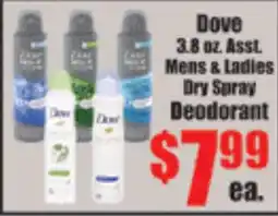Reams Dove mens & ladies dry spray deodorant offer