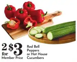Food Pavilion Red Bell Peppers or Hot House Cucumbers offer