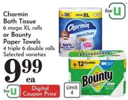 Food Pavilion Charmin Bath Tissue or Bounty Paper Towels offer