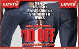 Reams Levi's men's Levi 501 prewashed or shrink to fit jeans offer
