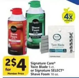Food Pavilion Signature Care Twin Blade 5 ct or Signature SELECT Shave Foam offer