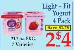DeMoulas Market Basket Light + Fit Yogurt offer