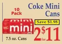 DeMoulas Market Basket Coke Mini Cans offer