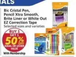 Food Pavilion Bic Cristal Pen, Pencil Xtra Smooth, Brite Liner or White Out EZ Correction Tape offer