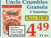 DeMoulas Market Basket Uncle Crumbles Granola offer