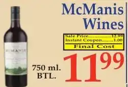 DeMoulas Market Basket McManis Wines offer