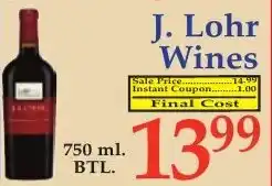 DeMoulas Market Basket J. Lohr Wines offer