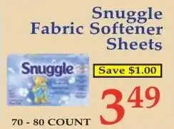 DeMoulas Market Basket Snuggle fabric softener sheets offer