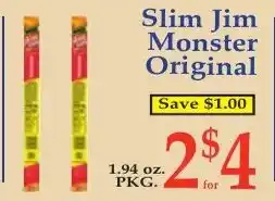 DeMoulas Market Basket Slim Jim Monster Original offer