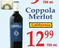 DeMoulas Market Basket Coppola Merlot offer