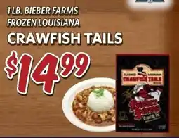 Breaux Mart Bieber Farms frozen louisiana crawfish tails offer