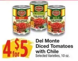 Amigos United Del Monte Diced Tomatoes with Chile offer