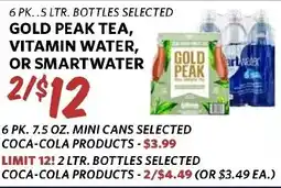 Breaux Mart Gold Peak Tea, Vitamin Water, or Smartwater offer