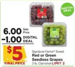 Amigos United Signature Farms sweet red or green seedless grapes offer