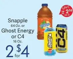 Riesbeck Snapple or Ghost Energy or C4 offer