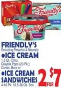 Bravo Supermarkets Friendly's ice cream and ice cream sandwiches offer