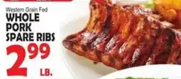Bravo Supermarkets Western Grain Fed Whole Pork Spare Ribs offer