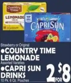Bravo Supermarkets Country Time Lemonade and Capri Sun Drinks offer