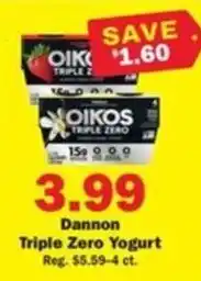 Schnucks Dannon Triple Zero Yogurt offer