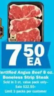 Schnucks Certified Angus Beef Boneless Strip Steak offer