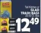 Bravo Supermarkets Tall kitchen or glad trash bags offer
