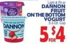 Bravo Supermarkets Dannon fruit on the bottom yogurt offer