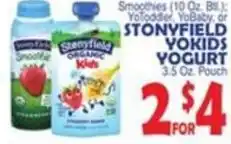 Bravo Supermarkets Stonyfield Organic YokiDs Yogurt offer