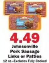 Schnucks Johnsonville pork sausage links or patties offer