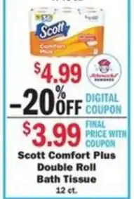 Schnucks Scott Comfort Plus Double Roll Bath Tissue offer