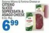Bravo Supermarkets Citterio sliced soppressata & asiago cheese offer