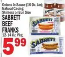 Bravo Supermarkets Sabrett beef franks offer