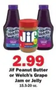 Schnucks Jif Peanut Butter or Welch's Grape Jam or Jelly offer