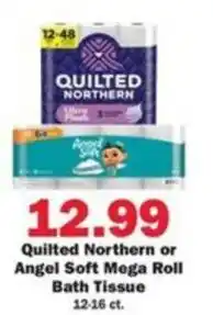 Schnucks Quilted Northern or Angel Soft Mega Roll Bath Tissue offer