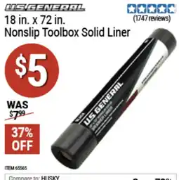 Harbor Freight Tools US general nonslip toolbox solid liner offer