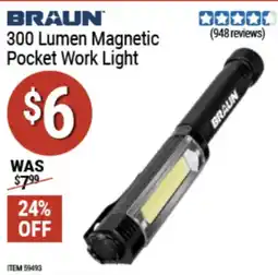 Harbor Freight Tools Braun 300 Lumen Magnetic Pocket Work Light offer