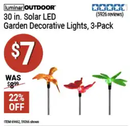 Harbor Freight Tools Luminar outdoor 30 in. solar led garden decorative lights offer