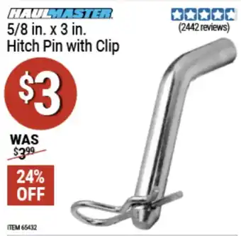 Haulmaster hitch pin with clip